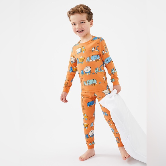 Mark & Spencer M&S Collection Cotton Rich Transport Print Pajamas size 3-4 Years - Picture 2 of 11